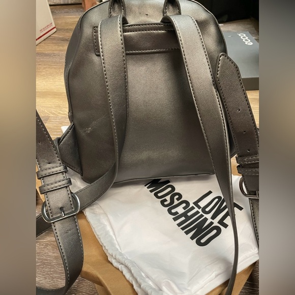 Love Moschino- Mini Backback | Gray W/ Gunmetal Hardware | Dustbag, Paperwork